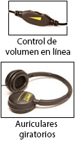 Control de volumen en linea Auriculares giratorios
